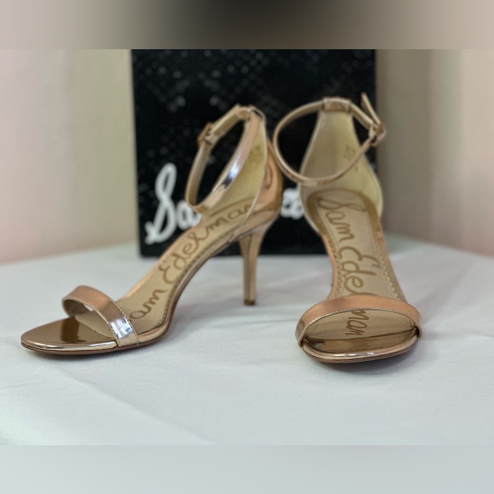 Sam Edelman Patti Strap Heel Sandals- Rose Gold Leather